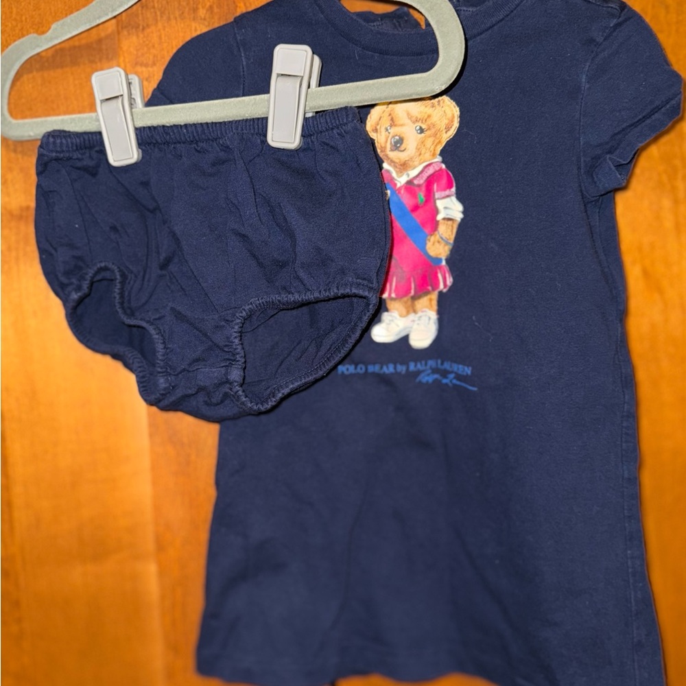 Ralph Lauren Navy Kids Dress with Bear Design